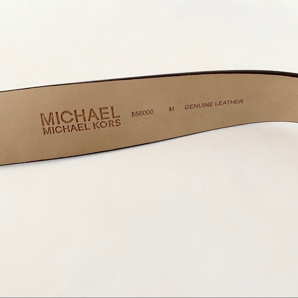 NWT MK gold tone logo genuine leather belt green - Picture 4 of 6